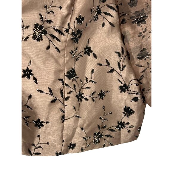 Onyx Nite Floral Embroidered Open Front Jacket Plus Size 26 Brown  Black Elegant - Picture 7 of 16